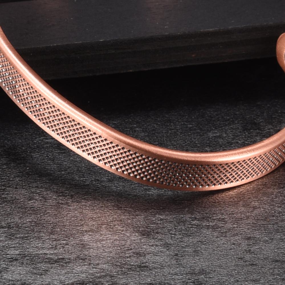 Vinterly Pure Copper Magnetic Bracelets Adjustable 8mm Knot Magnet Cuff Bangle Vintage Health Energy Jewelry Women Men Resizable
