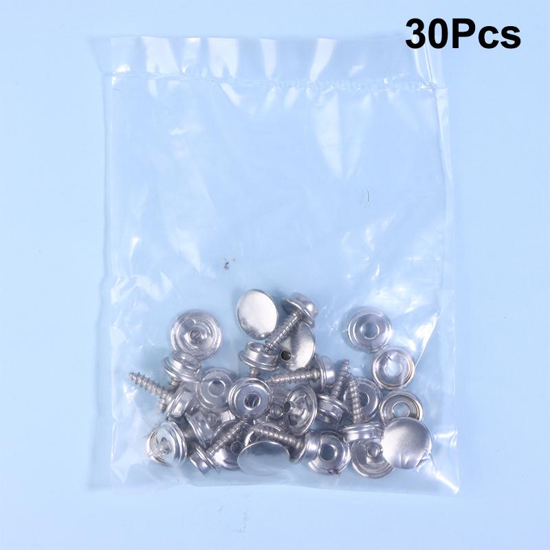 30/32Pcs Silver Snap Fastener Stainless Canvas Screw Kit Tent Boat Marine Car Canopy Accessories