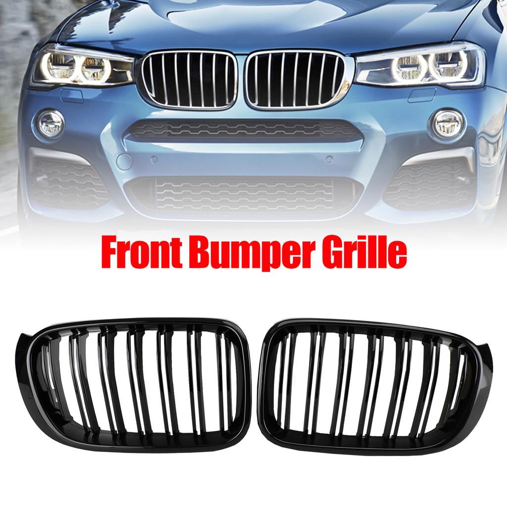 Gloss Black Front Bumper Kidney Grille Grill Fit BMW X3 X4 F25 F26 2014-2017