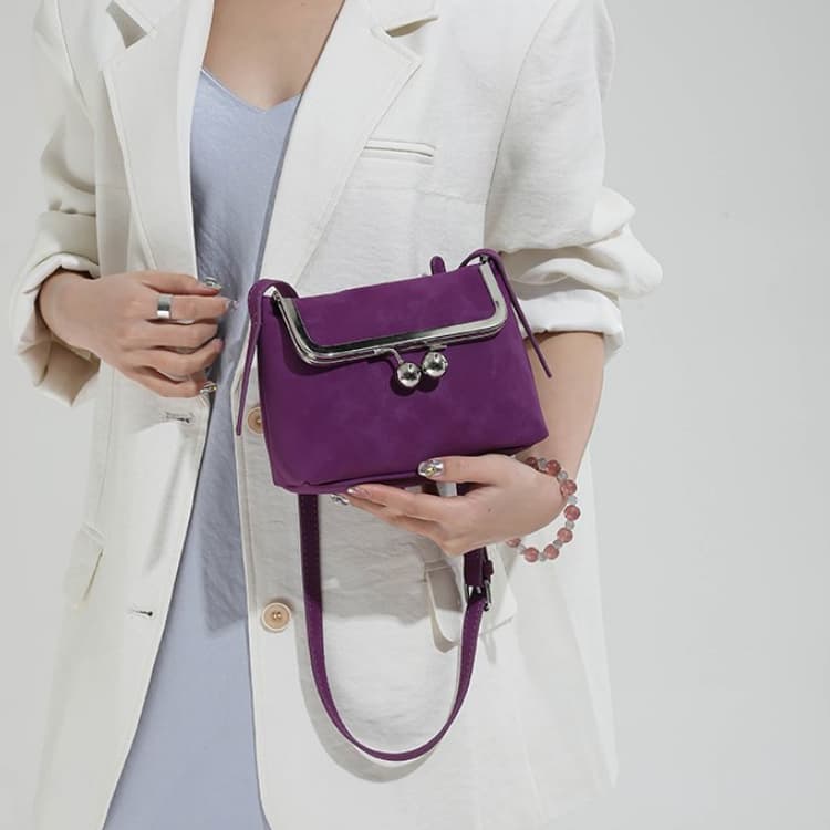Metal clip button small square bag light luxury texture shoulder bag