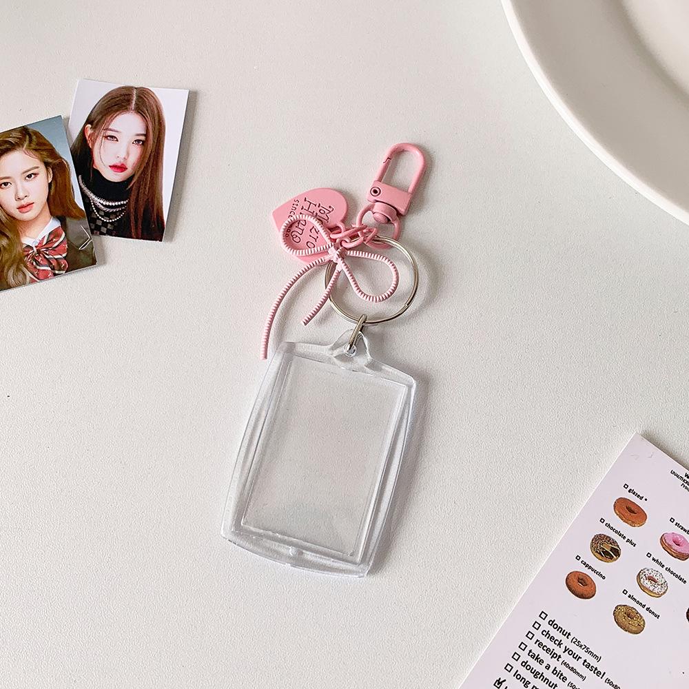 Hanging Decoration ID Photo Photocard Frame Peach Heart Pendant Card Protective Case  Card Decor
