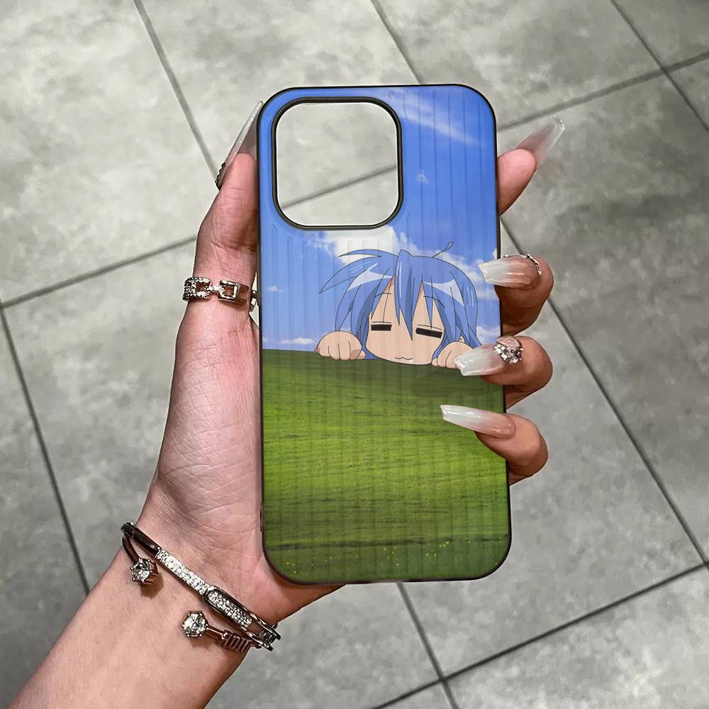 Anime Girl Lucky Star Phone Case For IPhone 16 15 17 Pro 11 12 13 14 Pro Max Plus Soft Ripple Silicone Cover Shell