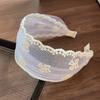 Wide Edges Bow Hair Band Korean Style Mesh Hair Hoop Cute Embroidery Lace Headband  Party