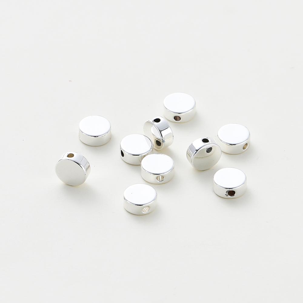 

20pcs/bag 14K 18K Gold Color Plated Flat Round Necklace Spacer Beads Bracelet End Loose Beads For DIY Jewelry Making Supplies серебряный
