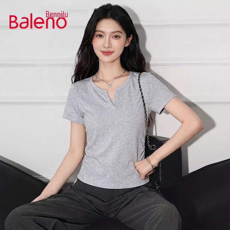 Baleno Women s Basic V-Neck Short Sleeve T-Shirt M