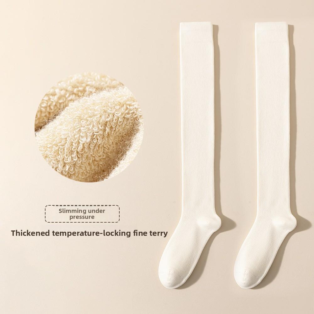 

Knee-high Socks, Women s Thigh-high Socks, Knee Protection Thigh Socks, Anti-slip Thickened Loop Women s Pressure Slimming Leg Socks 1 pair молоко, білий колір