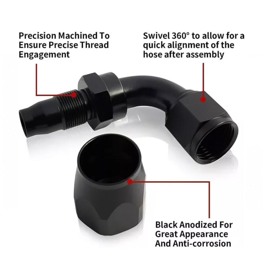 Black Fuel Hose Oil Fuel Gas Line AN6-AN8-AN10 Nylon Braided Stainless Steel