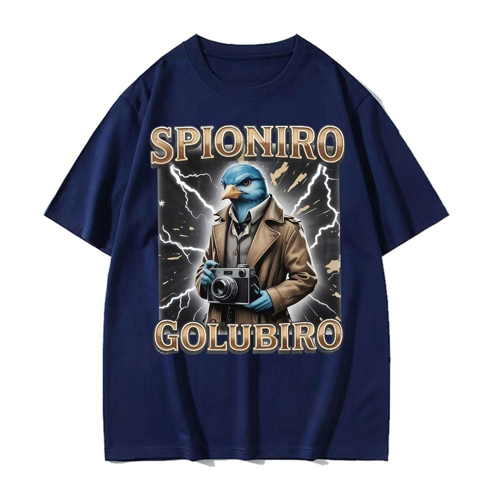 Funny Italian Brainrot Spioniro Golubiro Meme T-shirts for Men Women Summer Tops Comfort T-shirt High Quality T Shirt Streetwear