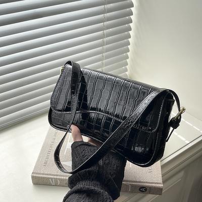 Vintage PU Leather Crossbody Bags for Women Designer Female Small Flap Shoulder Underarm Bag Armpit Handbags and Purses