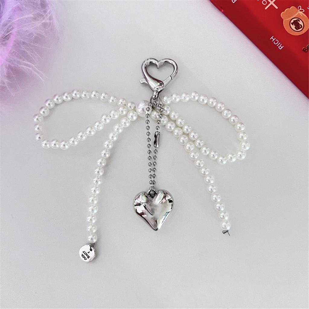 Versatile Fashion Key Chain Accessory Trendy Heart Bowknot Pendant Keychain Simple Keyrings Accessory for Bag Purse