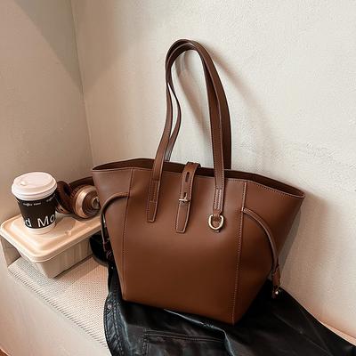 Fashion Trend Retro Leather Hand-held Single Shoulder High Capacity Tote Bucket Ladies Bag