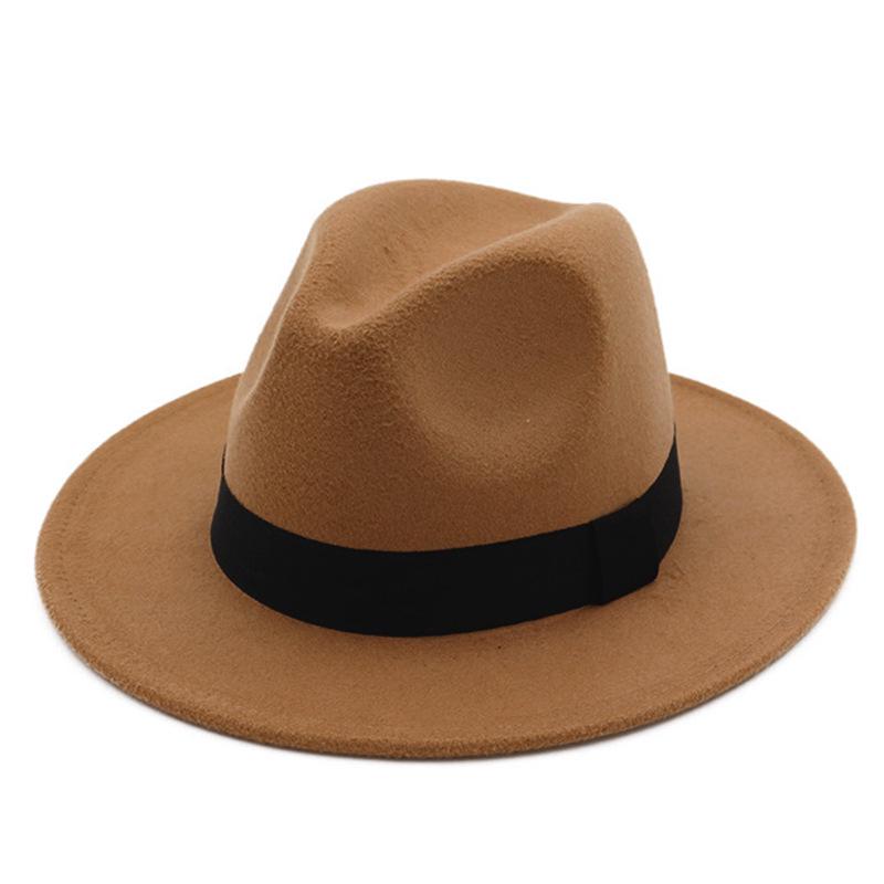 Fedora Unisex Vintage de Ala Ancha - Estilo Europeo y Americano Otoño/Invierno Sombrero de Fieltro de Lana Sintética