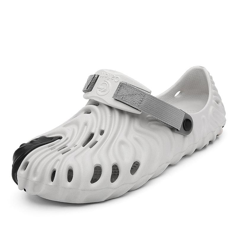 

Модне брендове взуття з однаковими дірками чоловіче літнє повсякденне взуття 2025 нековзкі босоніжки на товстій підошві пара пляжна сумка тапочки 41 сірий колір