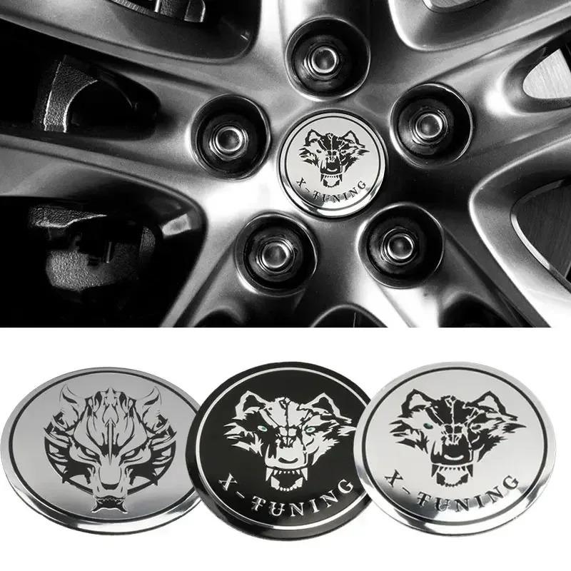 4pcs 56mm 60mm Universal Car Wheel Center Cover Hub Cap Wolf Sticker Replacement
