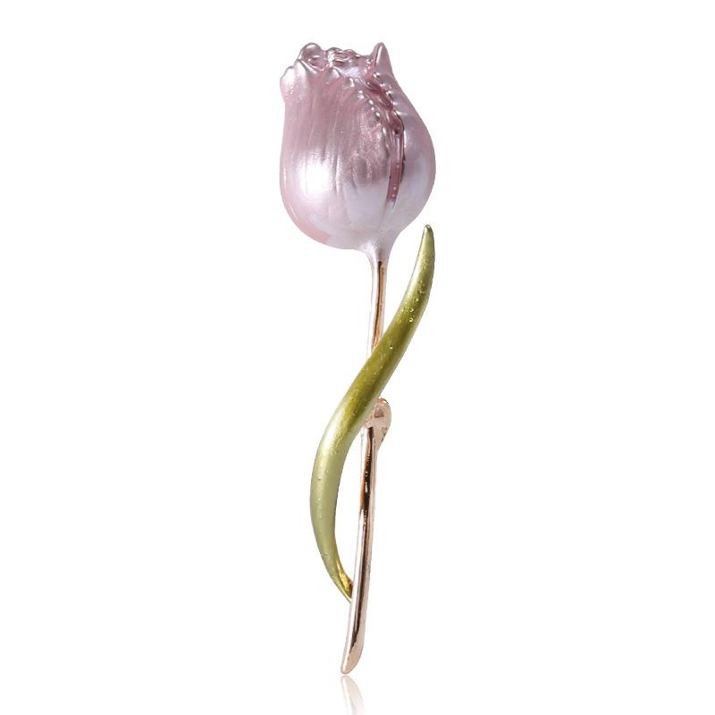 Enamel Tulip Brooches For Women Flower Wedding Office Party Brooch Pins Gift