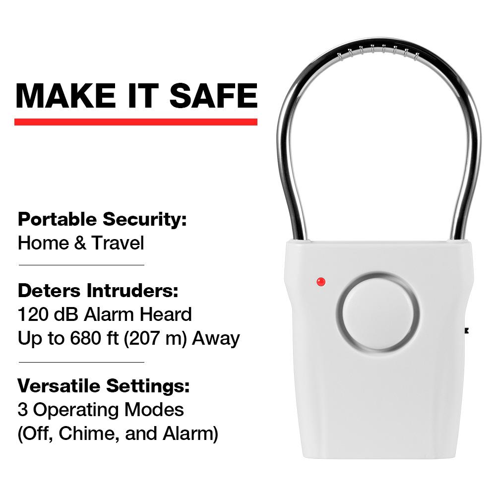 Door Handle Alarm, 120dB Door/Window Sensor Alarm System, Door Alarm Burglar Protection for Door Handle Vibration for Home Hotel