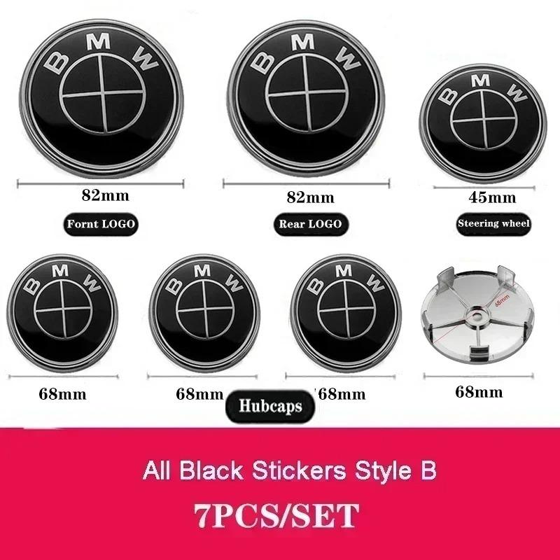 For BMW X1 X3 X5 G01 G20 G21 G30 F10 F11 F20 F01 F30 sticker 7Pcs Car Front Badge Rear Sticker Center Caps Steering Wheel Emblem