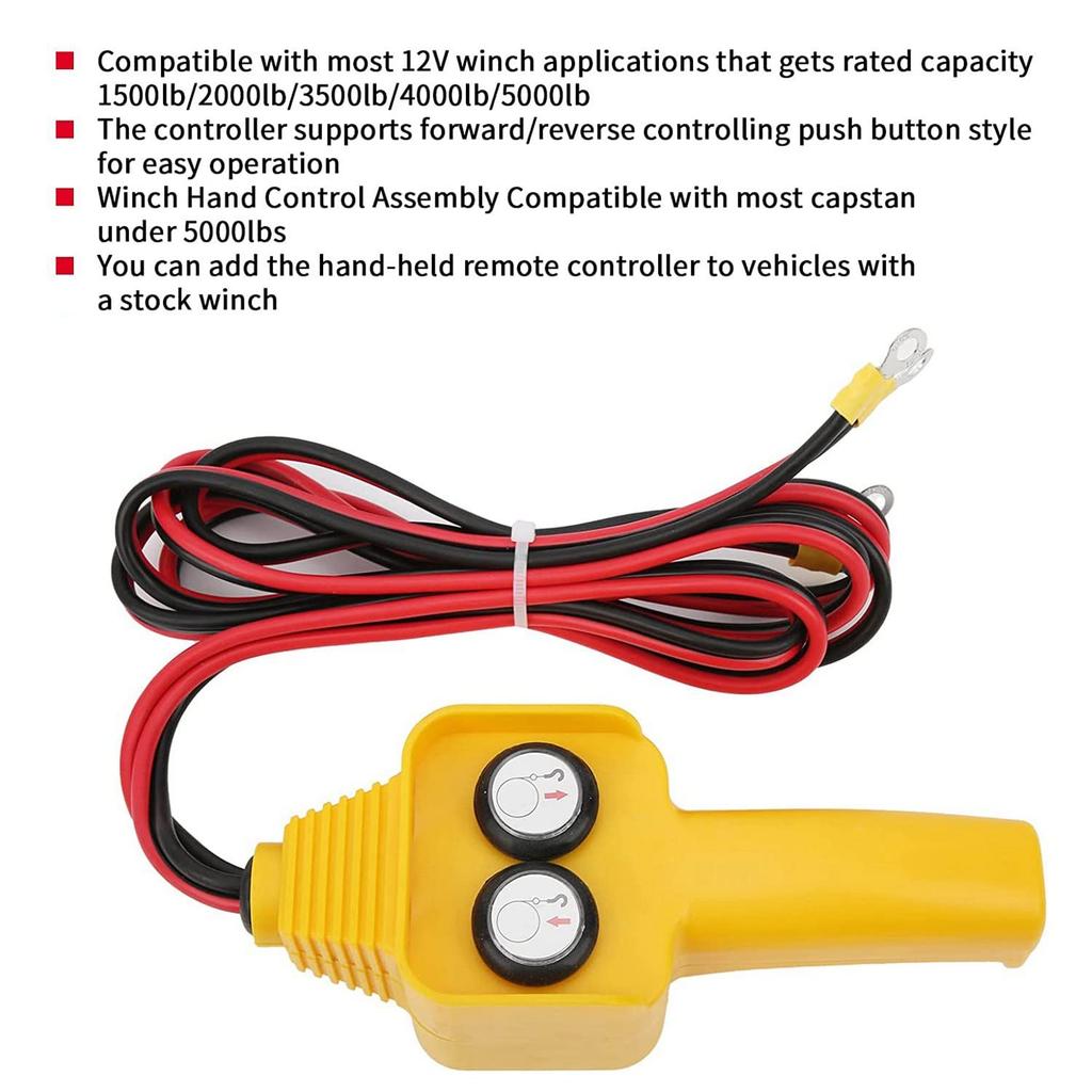 Hbaebdoo Automotive Winch Remote Control Switch, Winch Remote Control Button Kit, Wired Winch Handle Switch