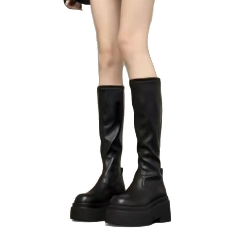 New Women's Shoes for Autumn and Winter: Thick-soled High-top Slimming Boots and Long Boots