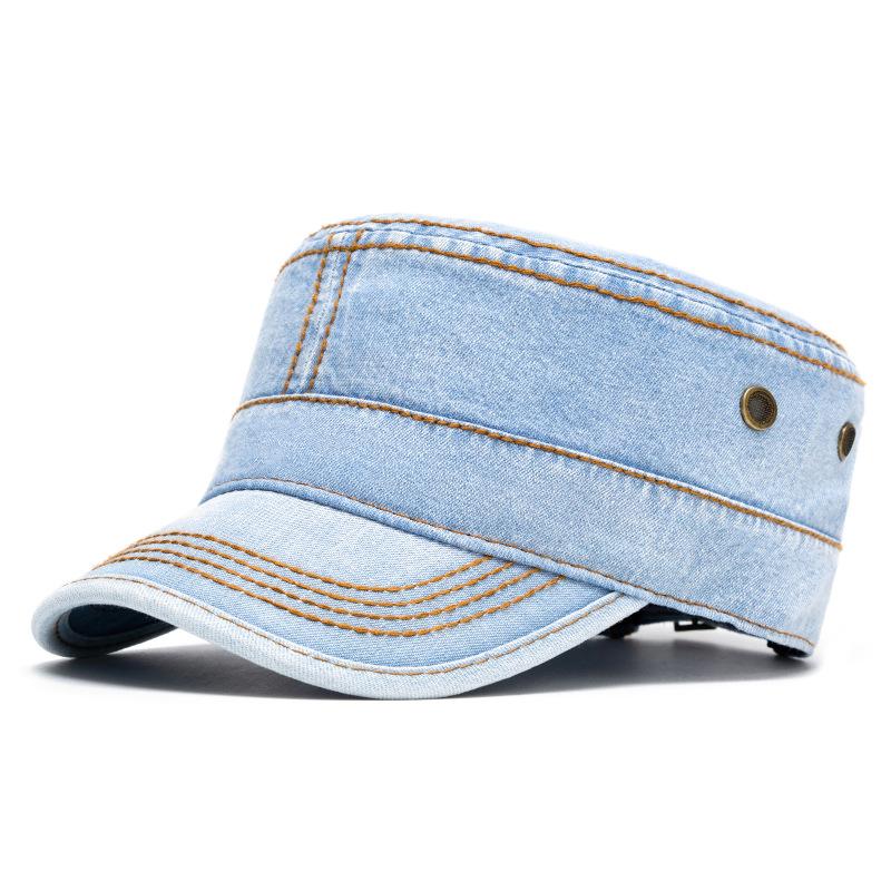 Flat Top Men Women Denim Sun Protection Sun Hat Baseball Cap
