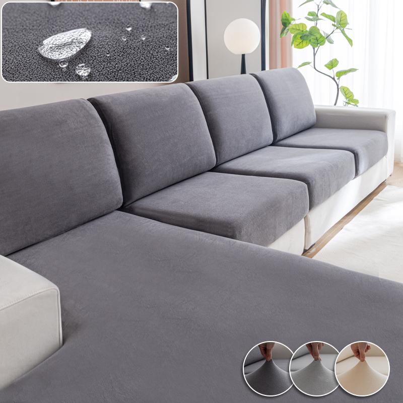 Velvet Sofa Cover 100% Waterproof Couch Cover Adjustable Elastic Sofa Seat Cover Pet Friendly 1 2 3 4 Seat L Sectional