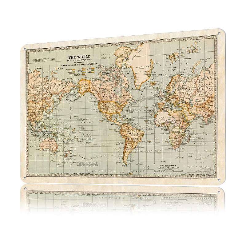 THE WORLD VINTAGE MAP Poster Customized Vintage Metal Signs Wall Art Retro Tin Plaque for Custom Plate Home Decor Accessories