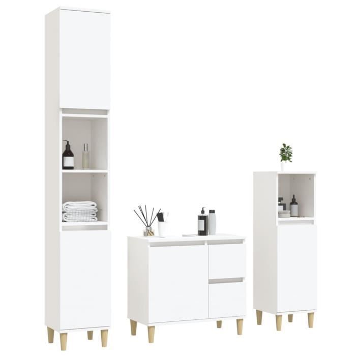 VidaXL Bathroom Cabinet Set 3 Pcs White Engineered Wood 3185535