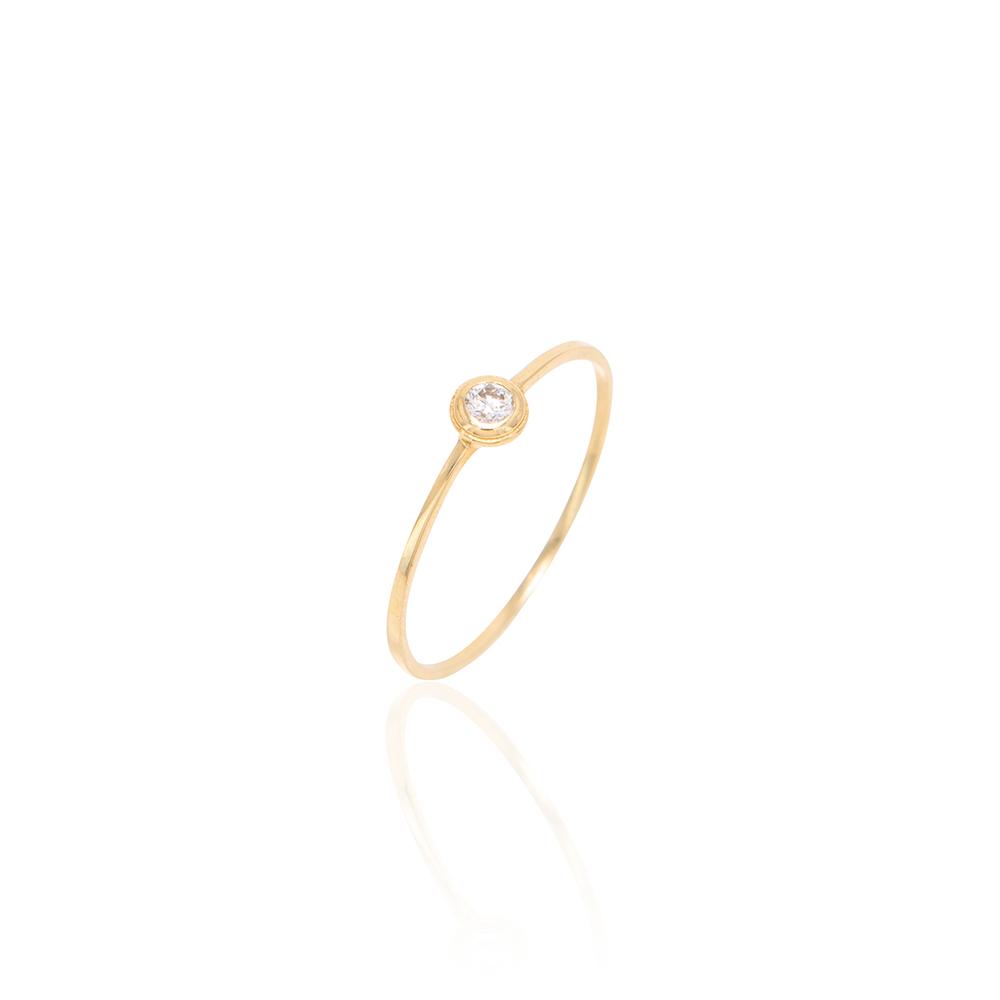Lunne 14K Round Bezel Stone Ring (14K Gold) #E14 (A Type)