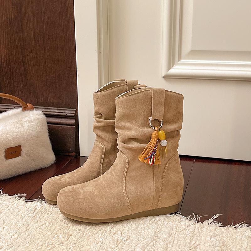 

Inner heightening retro short boots women s 2025 autumn and winter new western Martin boots round head short Birkenstock boots 35 хакі