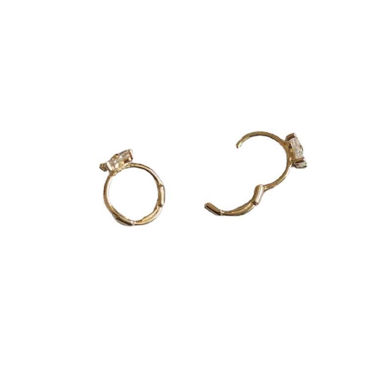 New Temperament Exquisite Inlay Zircons Mini Four-leaf Flower Stainless Steel Hoop Earrings for Women Korean Sweet Jewelry Gifts
