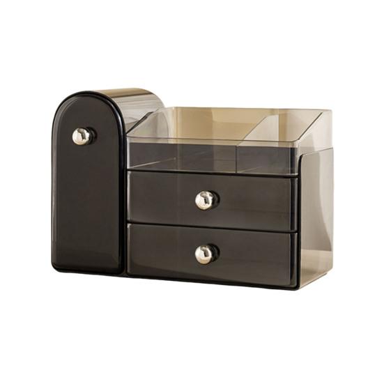 

Косметична скринька зі знімним ящиком, 3-рівневий органайзер для макіяжу з 27 відділеннями для пензлів, пило- та вологозахищений тримач для пензлів для макіяжу чорний