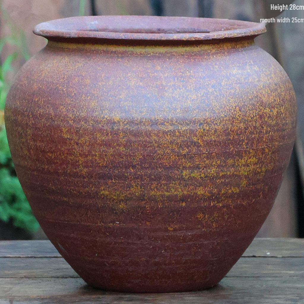 Vintage Ceramic Coarse Pottery Succulent Planter - Tall Indoor Decorative Jar for Flowers and B&B Hotels
