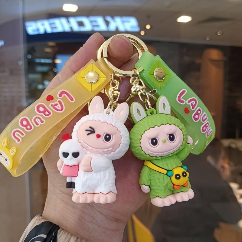 Cartoon Labubu Pendant Keychain Cute Little Lamb Doll Schoolbag Hanging Gift
