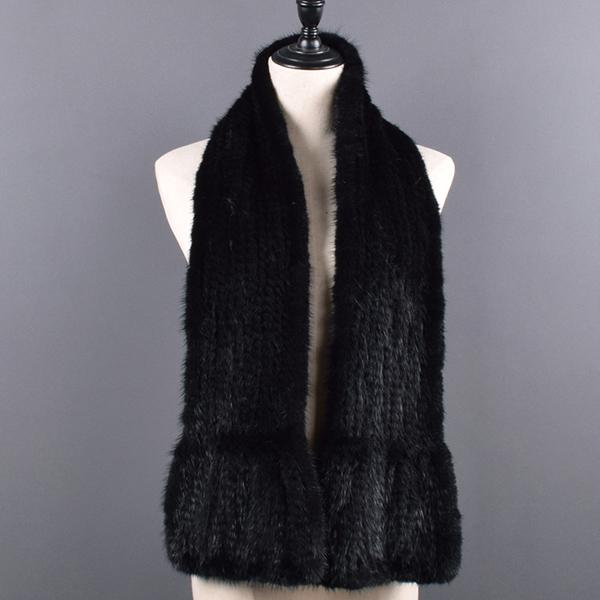 Winter Natural Mink Fur Scarf For Women Long Style Lady Genuine Fur Neckerchief Handmade Knitted Really Mink Fur Scarves