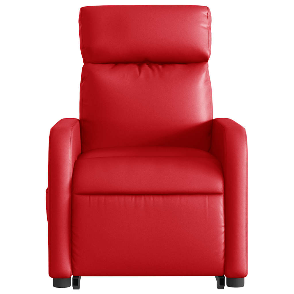 Electric Recliner Chair with Lift Function Red Faux Leather