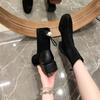 Fashion 2024 Fashion Ladies Shoes Zipper Women's Boots Autumn Winter Square Toe Suede Warm Solid Short Barrel Chunky Heels Women Boots