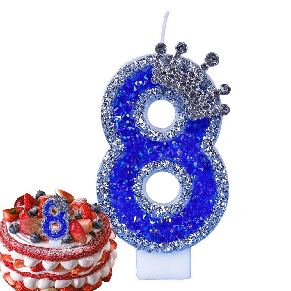 Blue Birthday Candles Glitter Blue Candles For Cake 3D Shape Cake Topper Decoration For Weddings Reunions Theme Parties