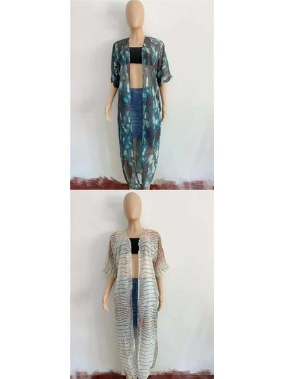 2026 Summer Plus Size Beach Chiffon Cardigan for Women - Printed, Sun Protection, Loose Fit for Vacation