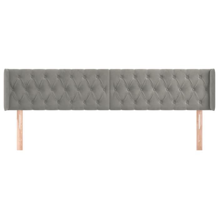 VidaXL Headboard with Ears Light Grey 203x16x78-88 Cm Velvet3119170