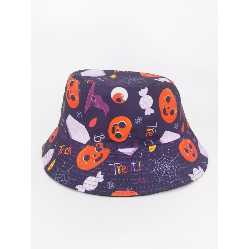 European and American New Halloween Printing Pattern Bucket Hat Graffiti Tie-dye Basin Hat Men and Women Spring and Summer Outdoor Sunscreen