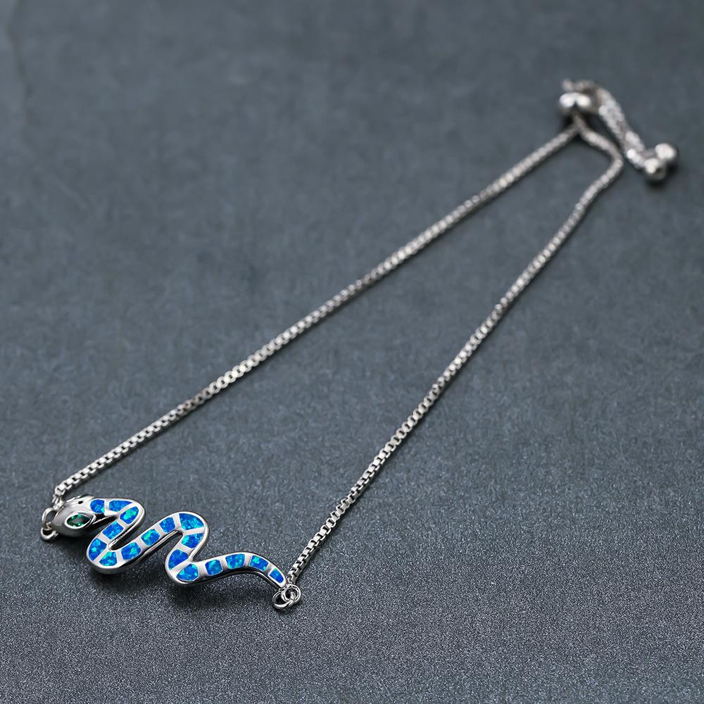 Rose Gold Blue White Green Eyed Snake Drawstring Womens Versatile Bracelet