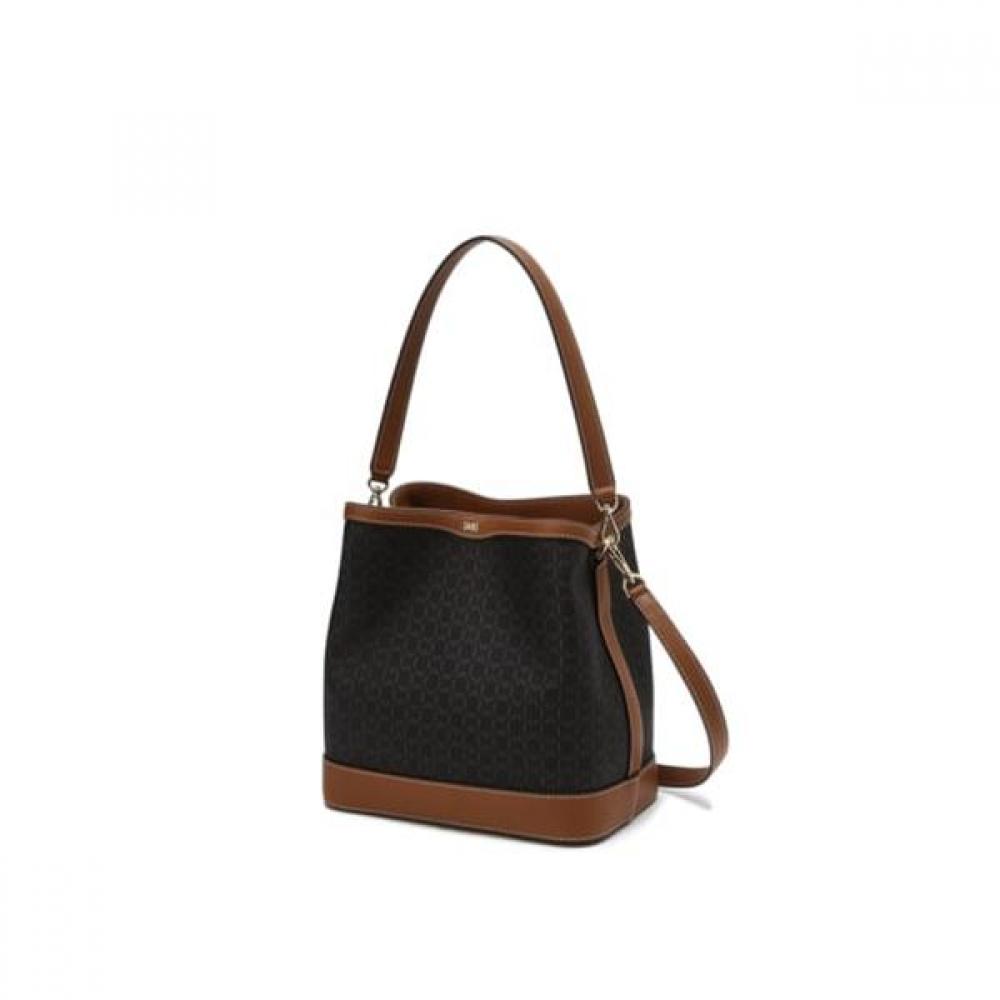 Daks Brown Barnet Dd Pattern Leather Medium Bucket Bag