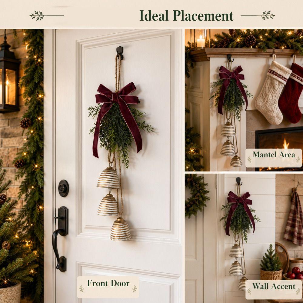 Campanella di Natale Creativa Pendente Campanella Metallica da Appendere alla Porta Decorazioni per Feste