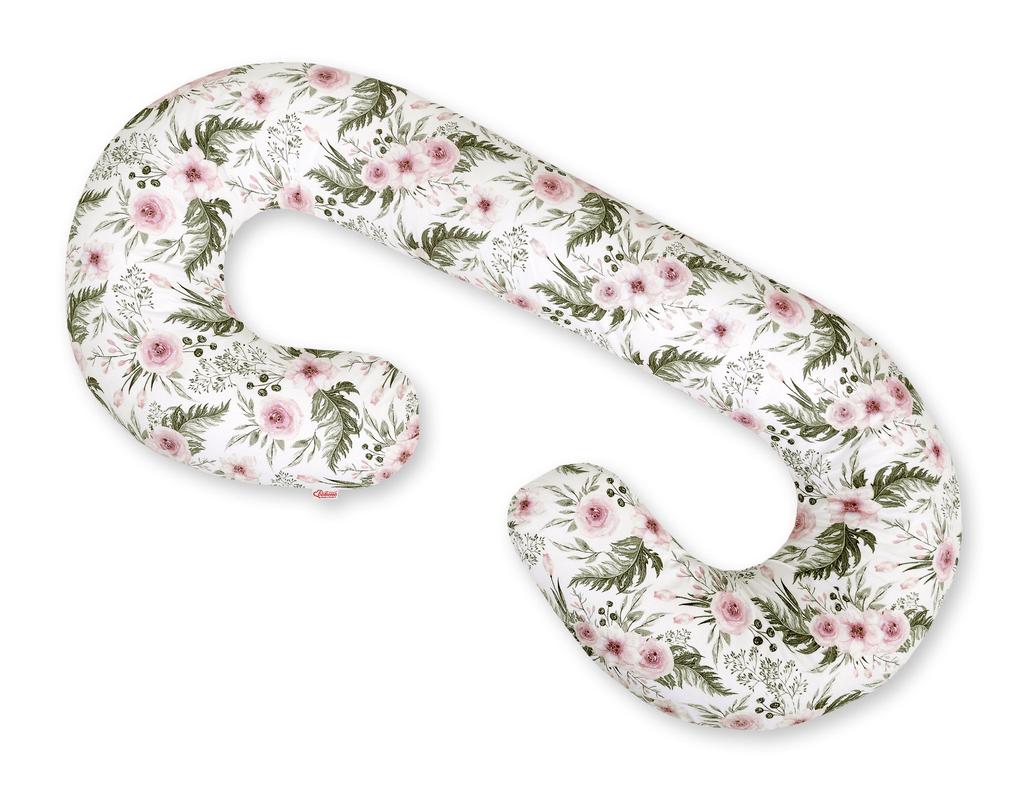 Pregnancy pillow type C removable cover pillow for pregnant women, for breastfeeding - pink peonies
