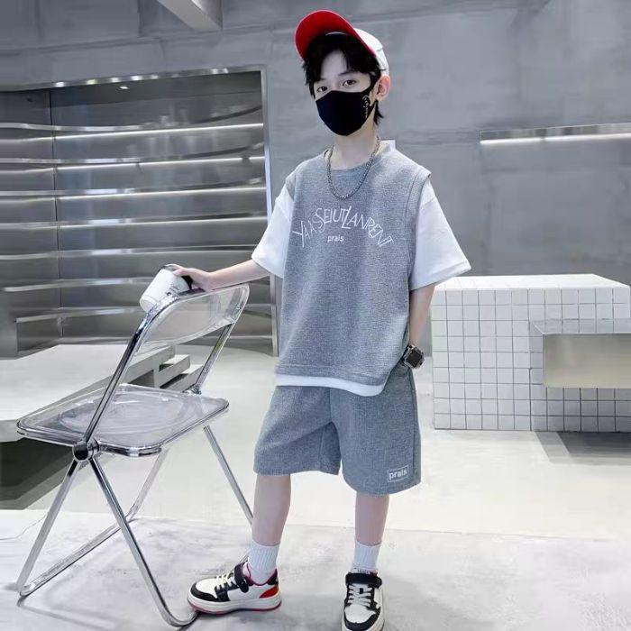 

Модный летний уличный костюм-двойка для мальчиков 2025 160 cm