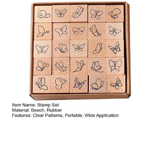 25 Parça/Set Ahşap Lastik Damgalar Botanik Kelebekler Dekoratif Ahşap Damgalar Bulut Damgaları Günlükler Jurnaller Scrapbook Kartlar DIY El Sanatları İçin