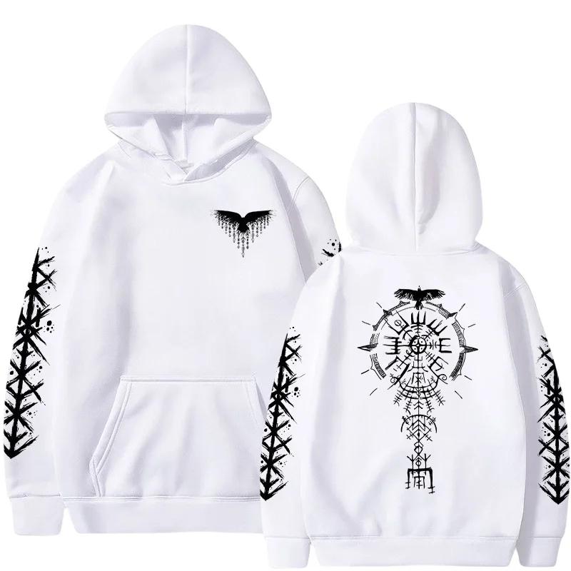 Ancient Viking Raven Print Hoodie Male Daily Casual Fashion Sporty Coats 2025 Autumn New Arrival Men's Sweatshirt High Quality
