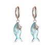 Stylish Blue Fish Pendant Earrings Waterproof Ear Accessories Everyday Wear Dangle Earrings Fashion Jewelry for Women