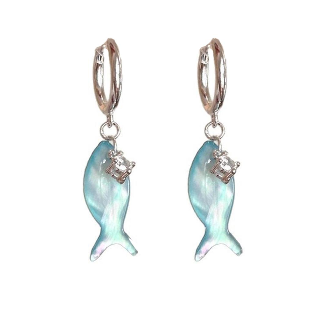 Stylish Blue Fish Pendant Earrings Waterproof Ear Accessories Everyday Wear Dangle Earrings Fashion Jewelry for Women