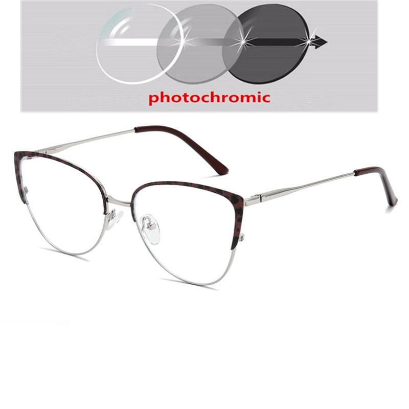 Blue Light Blocking Women Cat Eye Nearsighted Glasses Metal Leopard Frame Short-Sight Eyeglasses Diopter 0 -0.5 -0.75 To -6.0